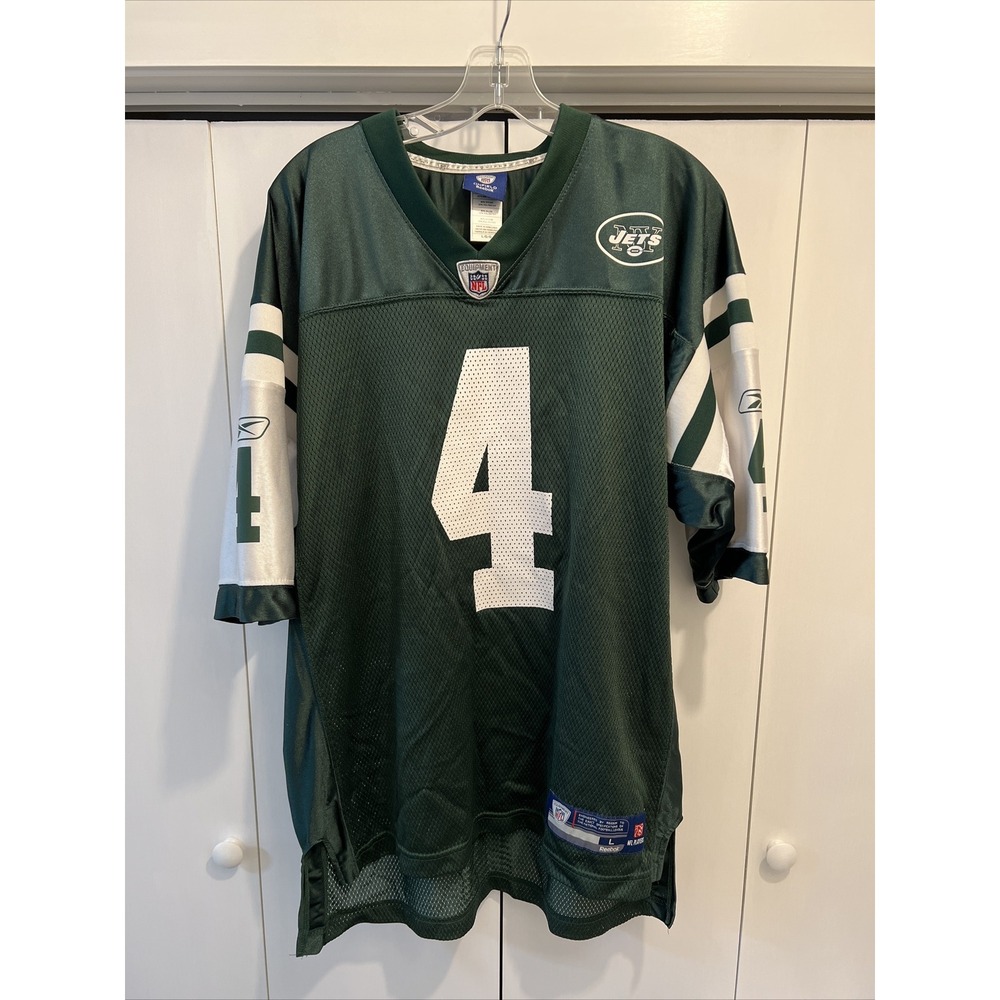 Brett Favre‎ #4 New York Jets NFL Green On Field Reebok Jersey Size Large